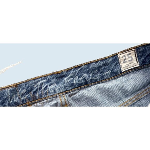 FREE PEOPLE / We The Free Denim Patchwork Button Fly Jeans Size 25 - Picture 7 of 8
